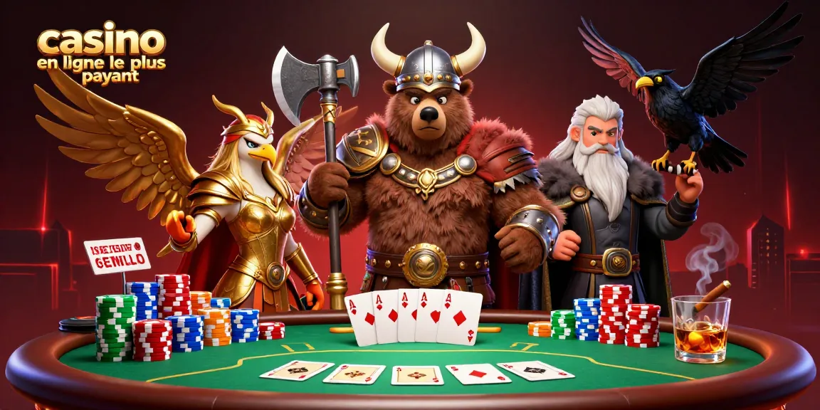 Illustration animée de casino en ligne le plus payant avec des personnages de jeu dynamique.