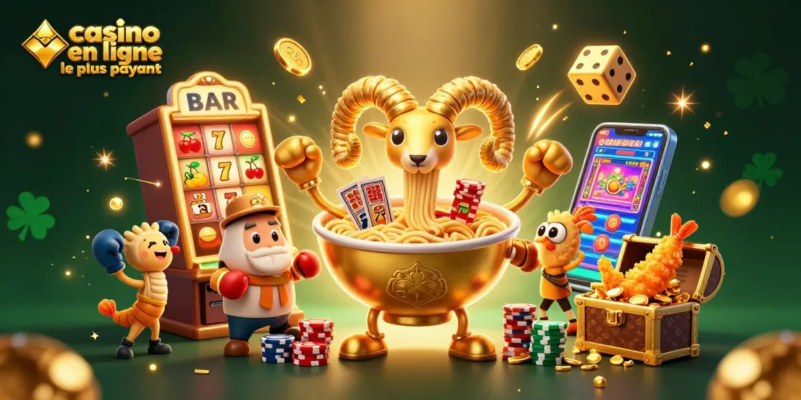 Gagnez au casino en ligne le plus payant avec un grand bol de ramen en action.