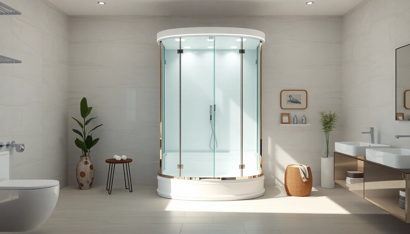Sonni Duschkabine in stilvollem Badezimmer-Design präsentieren, moderne Glas- und Chrom-Elemente.