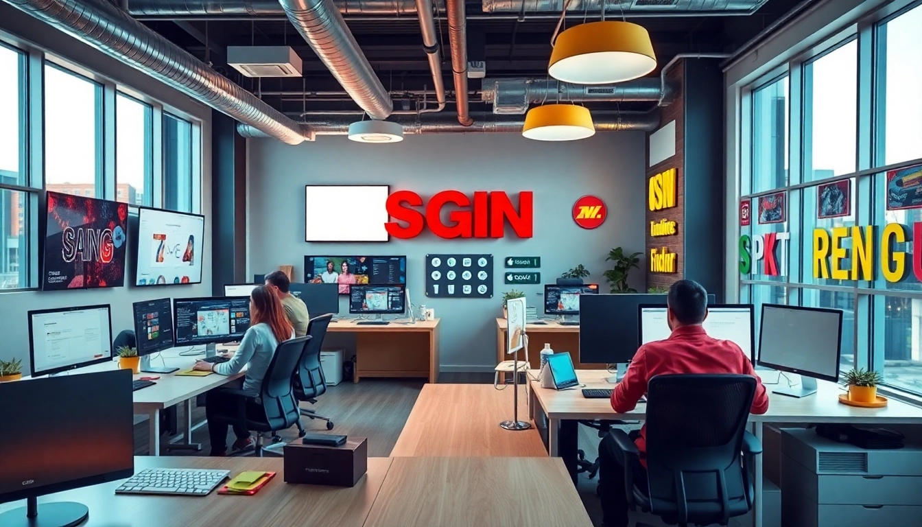 Engaging design team at a sign company Edmonton showcasing vibrant signage solutions.