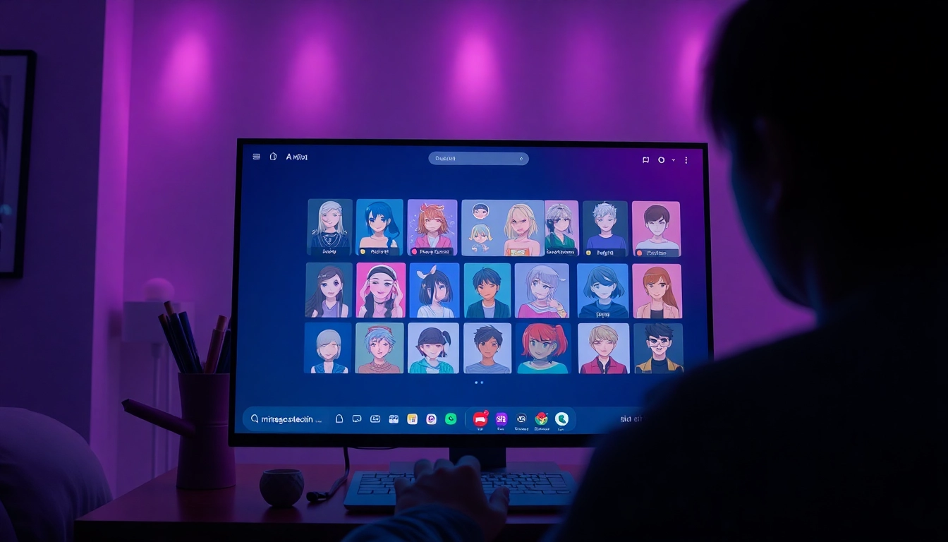 Engaging NSFW AI chat scene showcasing diverse characters and interactive interface.