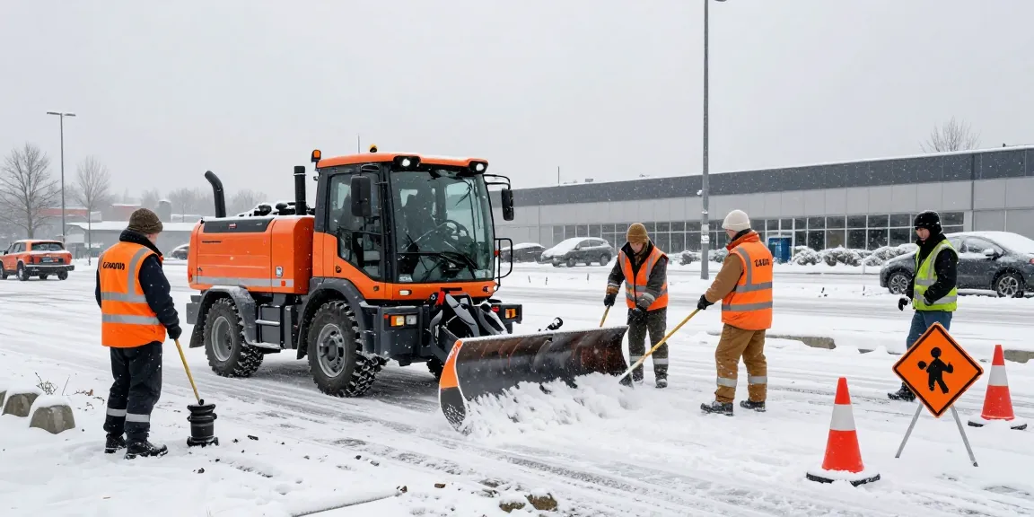 Winterdienst Firma in Dortmund räumt Schnee und sorgt für Sicherheit auf Parkplatz.
