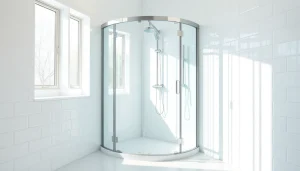 Erleben Sie die sonni Duschkabine in einem eleganten Badezimmer mit stylischem Design und hellen Farben.