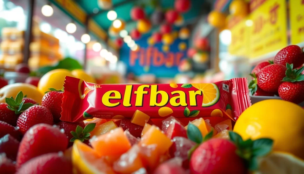 Elfbar präsentiert sich in einer lebendigen, fruchtigen Umgebung voller Geschmacksvielfalt.