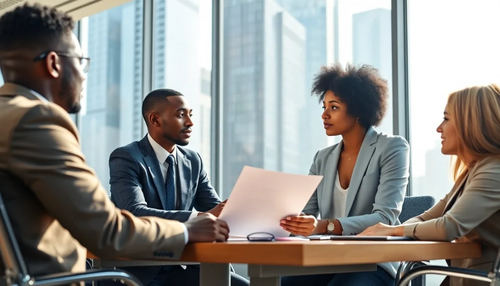 Engaging free job post chicago scene featuring diverse candidates and hiring managers in a professional interview setting.