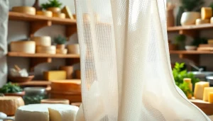 Gebruik van kaasdoek in het maken van ambachtelijke kazen in een rustieke keuken