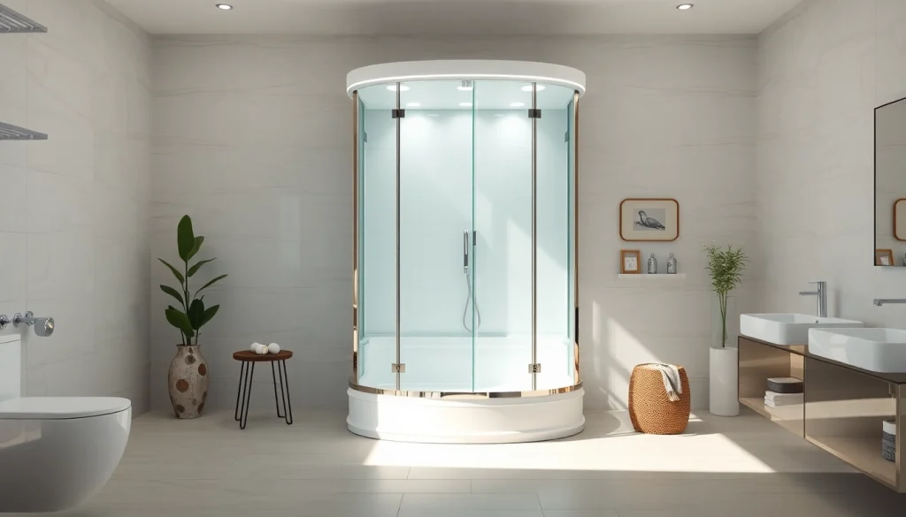 Sonni Duschkabine in stilvollem Badezimmer-Design präsentieren, moderne Glas- und Chrom-Elemente.