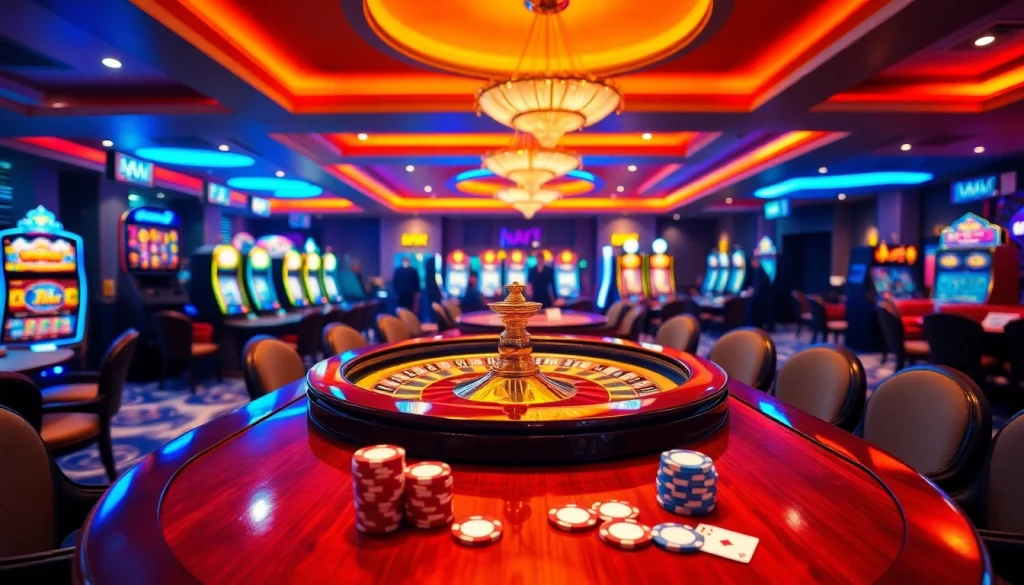 Exciting gambling atmosphere at https://rr88.pizza/ showcasing a vibrant roulette table and engaging players.