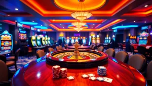 Exciting gambling atmosphere at https://rr88.pizza/ showcasing a vibrant roulette table and engaging players.