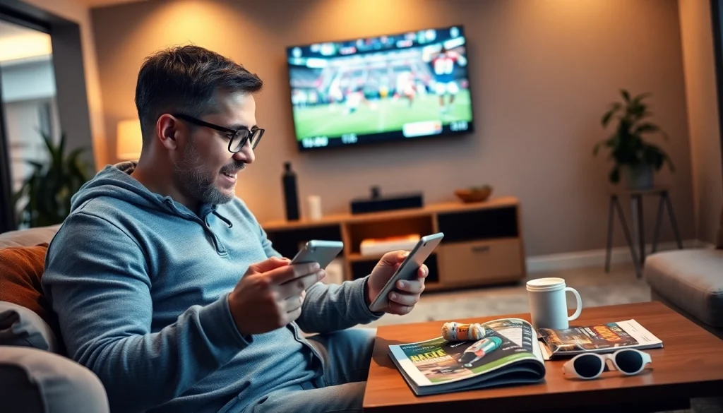 Engaged sports bettor exploring various sports betting sites Alberta with enthusiasm and excitement.