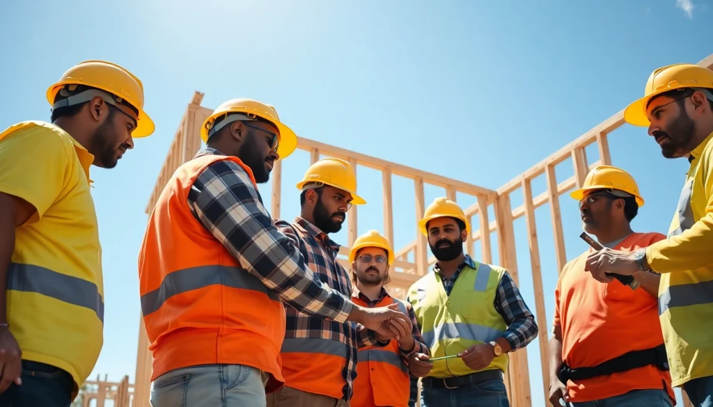 Austin construction team collaborating on a residential project showcasing teamwork and progress.