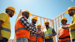 Austin construction team collaborating on a residential project showcasing teamwork and progress.