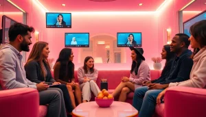 Engaging users explore intimate ai sex chat in a modern digital salon.