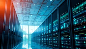 High-tech data center for bitcoin cloud mining powered by renewable energy sources.