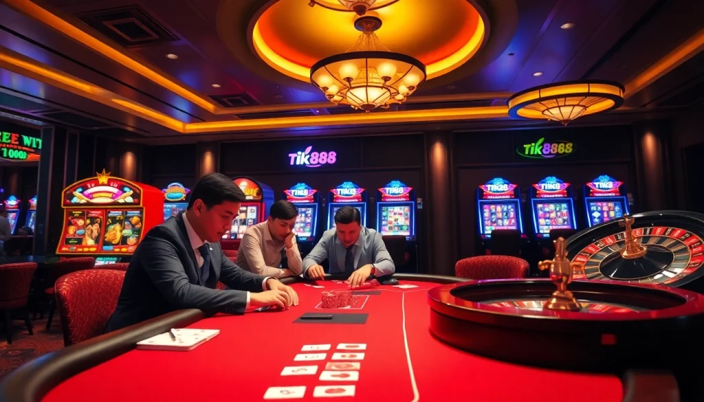 Trải nghiệm cảm giác chiến thắng tại các bàn casino sang trọng của Tik88 cùng các người chơi chuyên nghiệp.