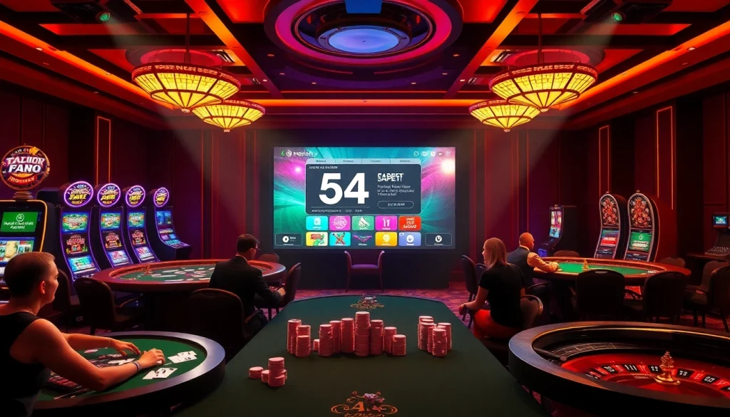 The 54BET App enriching the experience at a luxurious casino setting filled with gaming excitement.