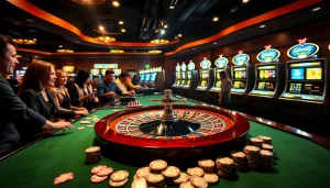 Experience the thrill of kk win with energized gamblers at a vibrant casino scene.