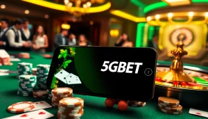 Using the 5GBET App to place bets while surrounded by casino excitement.