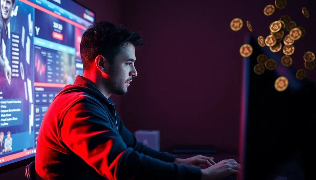 Visualize um site confiável de apostas com um usuário entusiasmado, indicando uma experiência segura e envolvente.