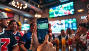 Engage with top sports betting sites California through a smartphone in a dynamic fan environment.