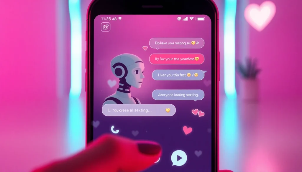 Engaging AI sexting conversation displayed on a smartphone chat interface with playful character interactions.