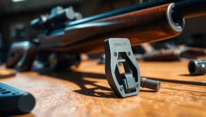 Showcase of graves alamo 15 trigger on a wooden surface highlighting precision engineering.
