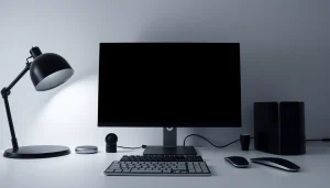 High-quality black screen image for focus and minimalism in a modern workspace.
