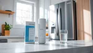 Waterdrop DA29-00020B Refrigerator Water Filter showcased in a modern kitchen