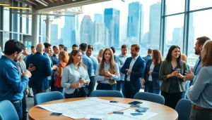 Engage in lively construction networking events with professionals sharing insights and ideas.