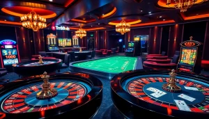 Experience the thrill of winning at tr88vip.co.com with vibrant poker tables and luxury casino elements.