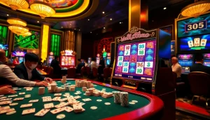 Spin the reels of the exciting slot demo mahjong game amidst a glamorous casino atmosphere.