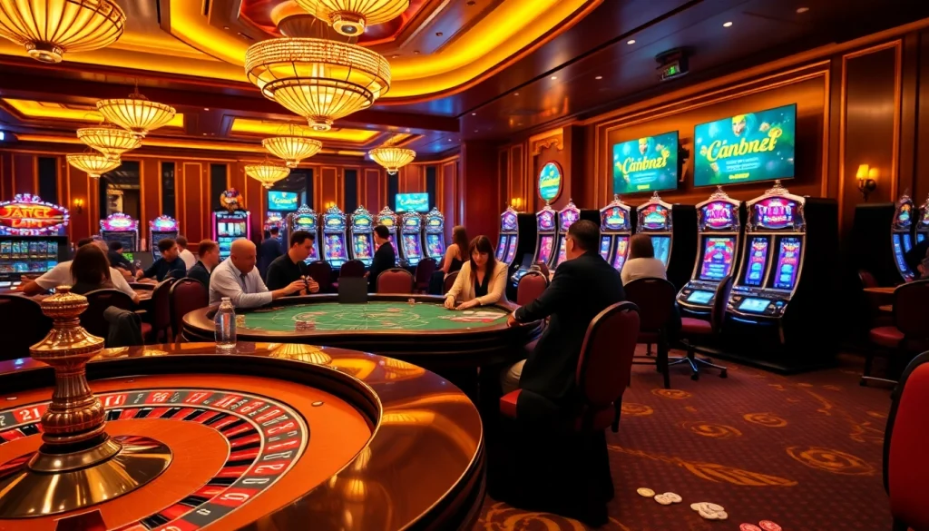 Spectators enjoying sbobet link alternatif at a bustling casino table, highlighting excitement and professionalism.
