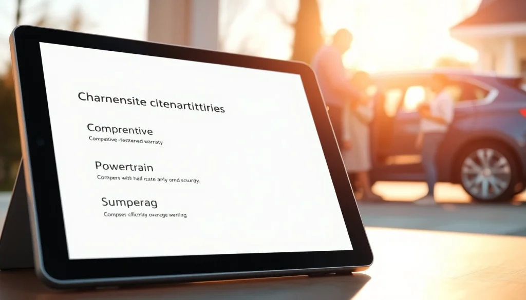Explore extended warranty coverage options presented on a tablet, highlighting key features.