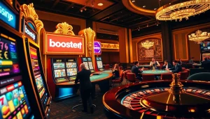 Experience the excitement of online gambling at boosterjp with vibrant slot machines and poker tables.