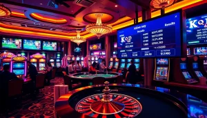 KQBD hôm nay results highlighted in a lavish casino setting with live betting excitement.