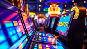 Slot deposit 1k dengan antarmuka deposit interaktif di kasino, menarik perhatian pemain.