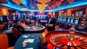Experience thrilling gaming at SODO CASINO with vibrant slot machines and engaged players.