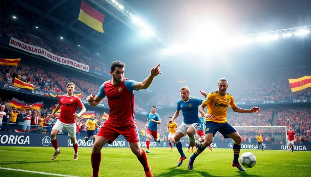 Giải Bóng đá Vô địch Quốc gia Đức match showcasing dynamic players and passionate fans in action.