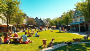 Clarksburg community scene showcasing families enjoying a sunny park day with playful activities.