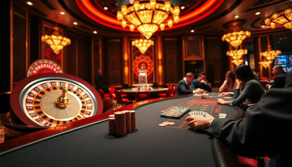Players winning at a luxurious casino featuring uu88 games and vibrant gambling tables.
