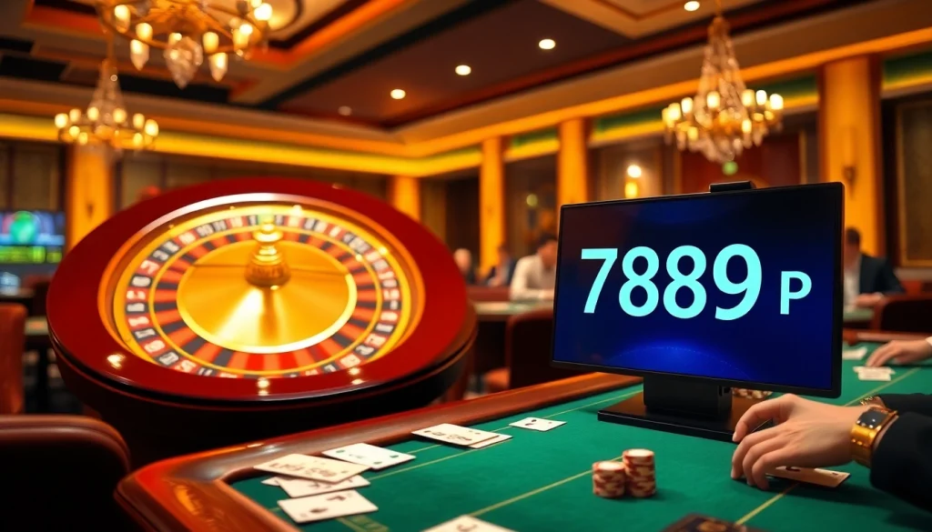 Players enjoy the excitement of 789 P at luxurious casino tables with roulette wheels and poker games.