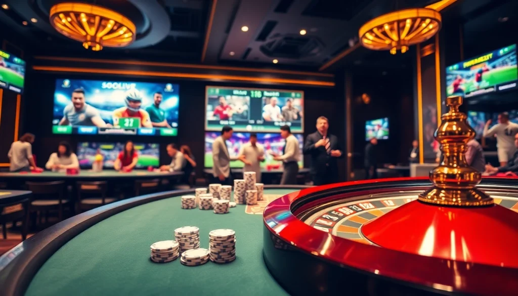 Socolive enhances your betting experience with live football scores in a vibrant casino setting.