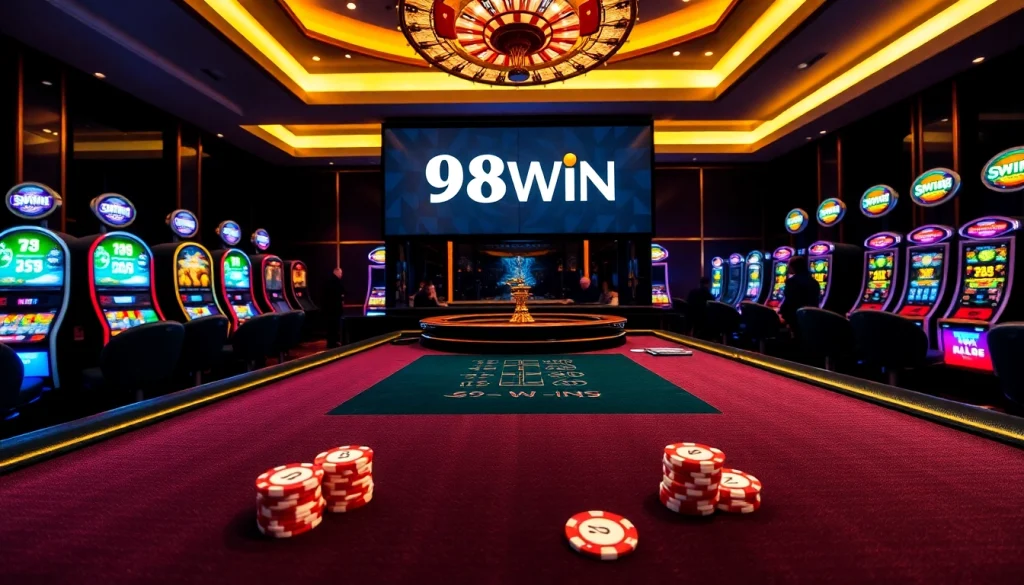 Experience the thrill of gambling with 98WIN at a luxurious casino table.