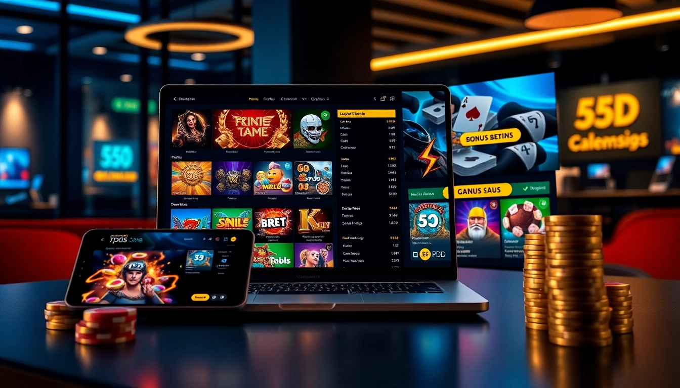 55DD innovative online betting platform interface showcasing exciting games and promotions