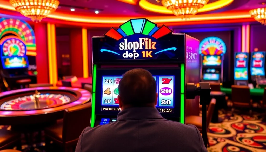 Rasakan kemenangan mendebarkan di kasino Slot Depo 1K dengan mesin slot yang berwarna-warni dan pemain yang bersemangat.