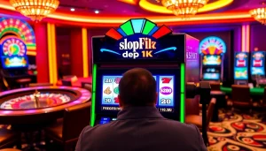 Rasakan kemenangan mendebarkan di kasino Slot Depo 1K dengan mesin slot yang berwarna-warni dan pemain yang bersemangat.