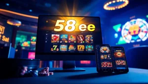 Experience the thrilling interface of 58ee, a trusted online casino platform showcasing an array of exciting games and promotions.