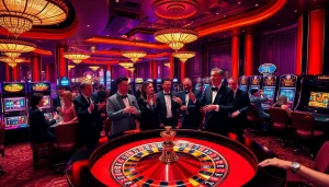 Players enjoy an engaging gambling experience at a luxurious casino, highlighting indoxxi.