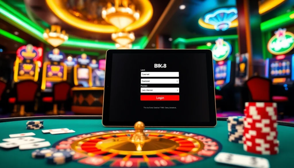 Experience seamless bk8 login in a luxurious casino atmosphere filled with excitement and gaming action.