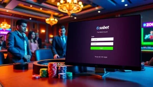 Visual representation of sbobet login on a stylish gambling interface, highlighting excitement and luxury in online betting.